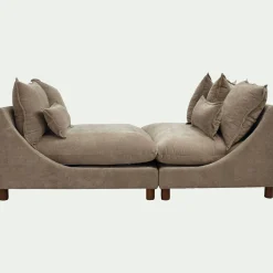 Canapé convertible 5 places en tissu nantes - taupe