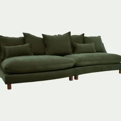 Canapé convertible 5 places en tissu nantes - vert cèdre