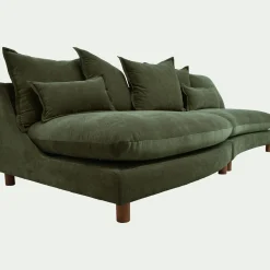 Canapé convertible 5 places en tissu nantes - vert cèdre
