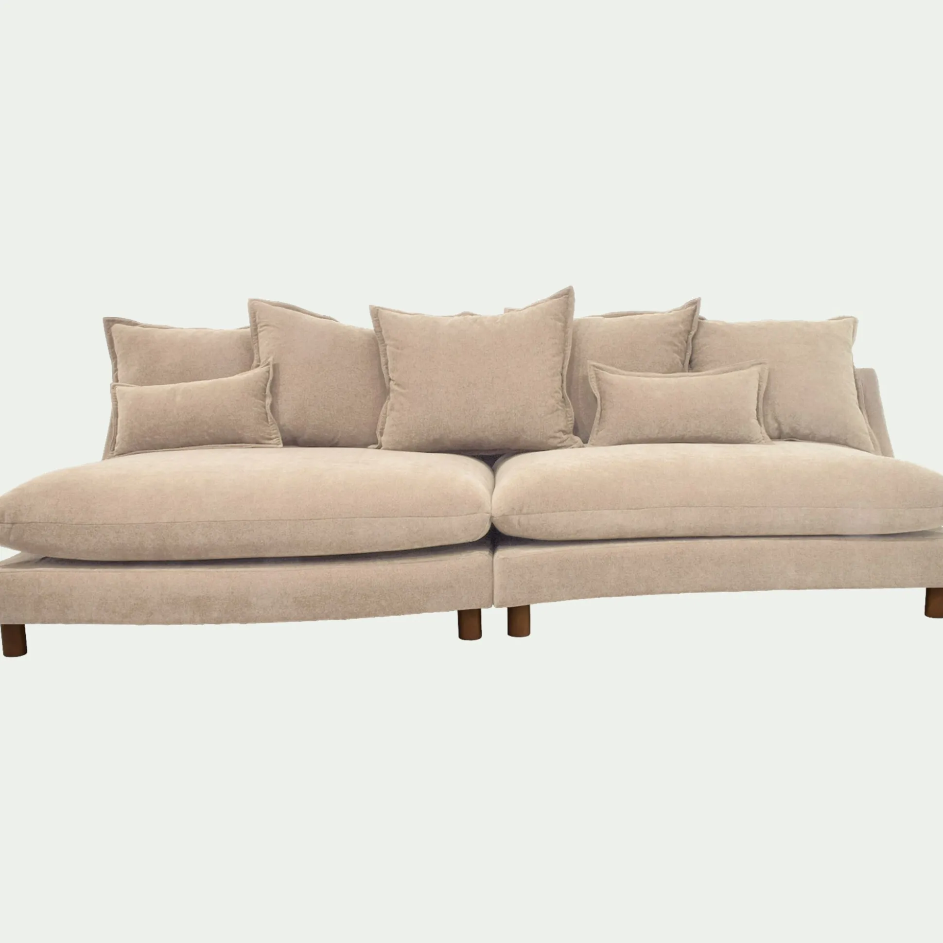 Canapé convertible 5 places en tissu nantes - beige ivoire