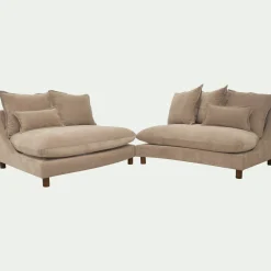 Canapé convertible 5 places en tissu nantes - beige ivoire