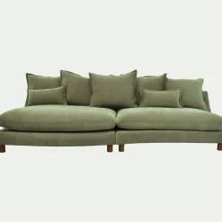 Canapé convertible 5 places en tissu nantes - vert eucalyptus