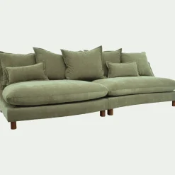 Canapé convertible 5 places en tissu nantes - vert eucalyptus