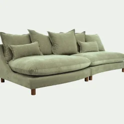 Canapé convertible 5 places en tissu nantes - vert eucalyptus