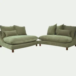 Canapé convertible 5 places en tissu nantes - vert eucalyptus