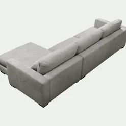 Canapé d'angle chaise longue droite fixe en tissu Genesis - gris