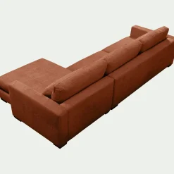 Canapé d'angle chaise longue droite fixe en tissu Genesis - brun rustrel
