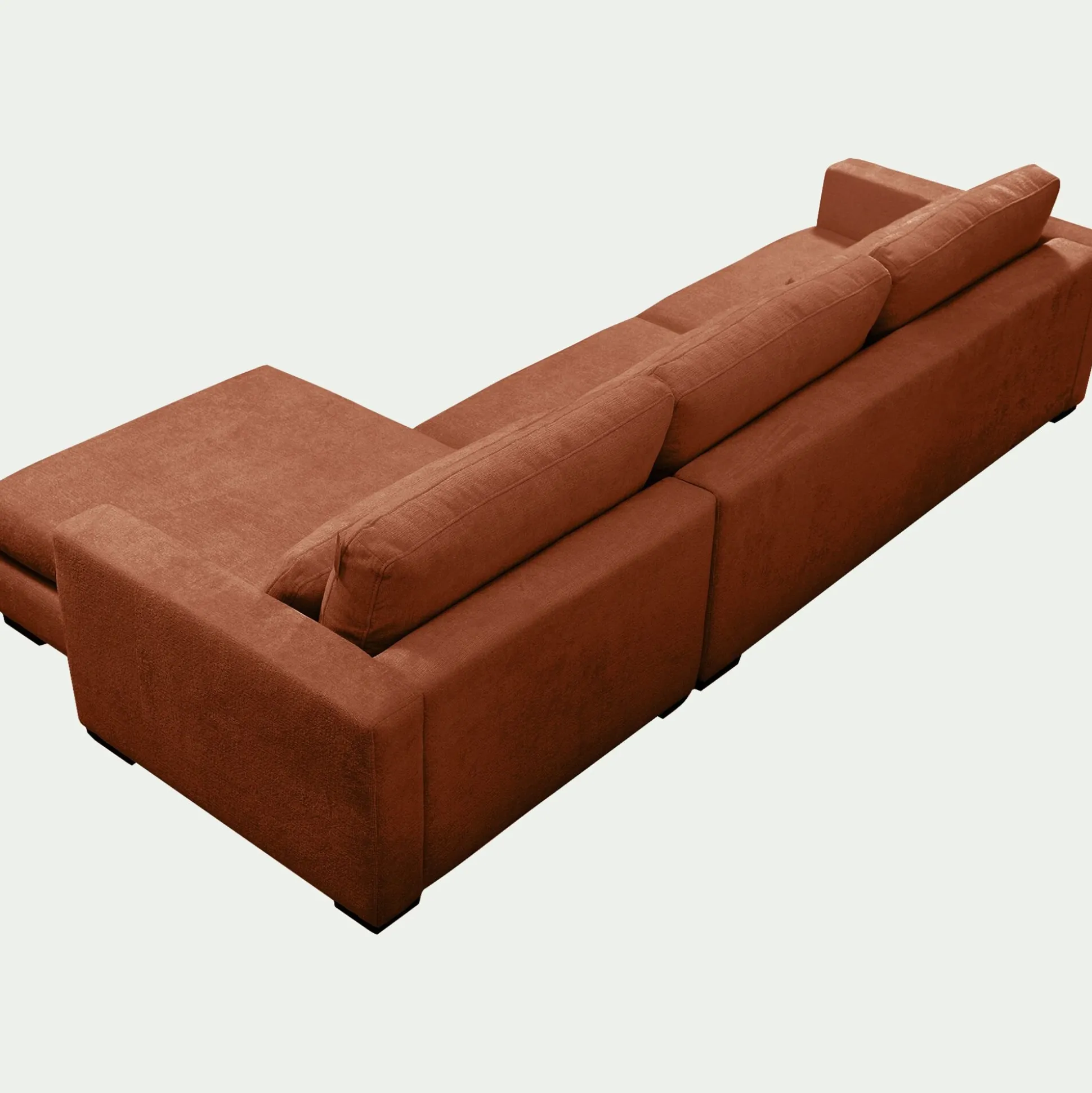 Canapé d'angle chaise longue droite fixe en tissu Genesis - brun rustrel