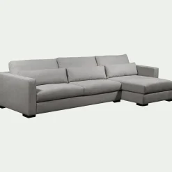 Canapé d'angle chaise longue droite fixe en tissu Bloq - gris