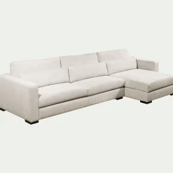 Canapé d'angle chaise longue droite fixe en velours côtelé Azores - beige