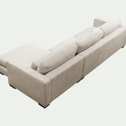 Canapé d'angle chaise longue droite fixe en velours côtelé Azores - beige