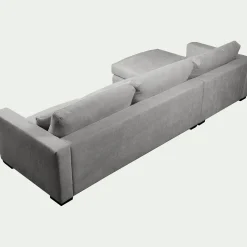 Canapé d'angle chaise longue gauche fixe en tissu Bloq - gris