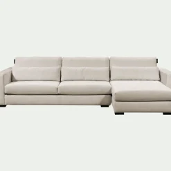 Canapé d'angle chaise longue droite fixe en tissu Genesis - beige