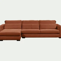 Canapé d'angle chaise longue gauche fixe en tissu Genesis - brun rustrel