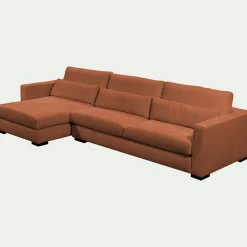 Canapé d'angle chaise longue gauche fixe en tissu Genesis - brun rustrel
