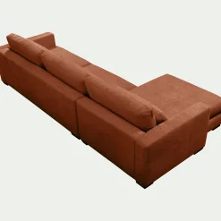 Canapé d'angle chaise longue gauche fixe en tissu Genesis - brun rustrel