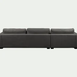 Canapé d'angle chaise longue gauche fixe en tissu Bloq - gris anthracite