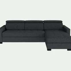 Canapé d'angle convertible en tissu pop avec accoudoirs 15cm - gris anthracite
