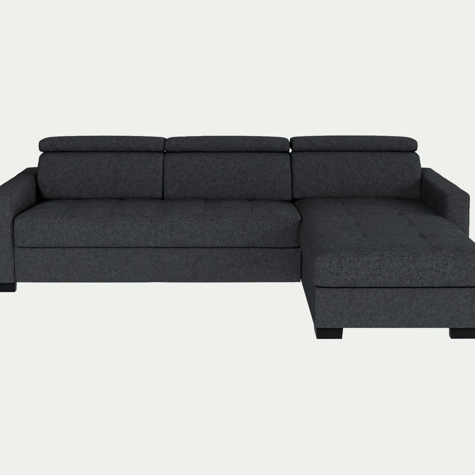 Canapé d'angle convertible en tissu pop avec accoudoirs 15cm - gris anthracite