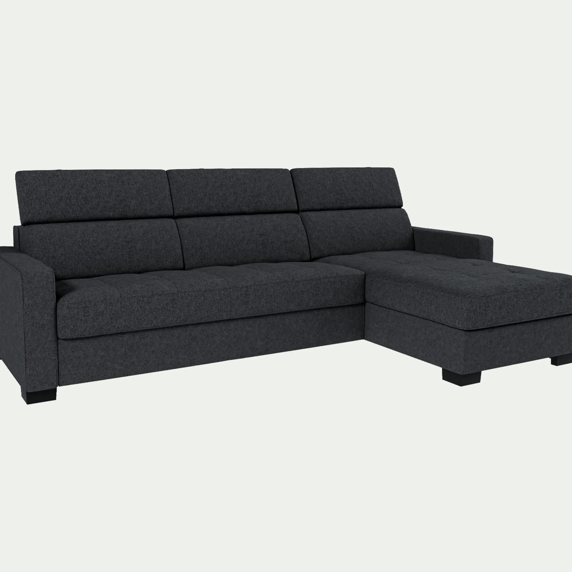 Canapé d'angle convertible en tissu pop avec accoudoirs 15cm - gris anthracite