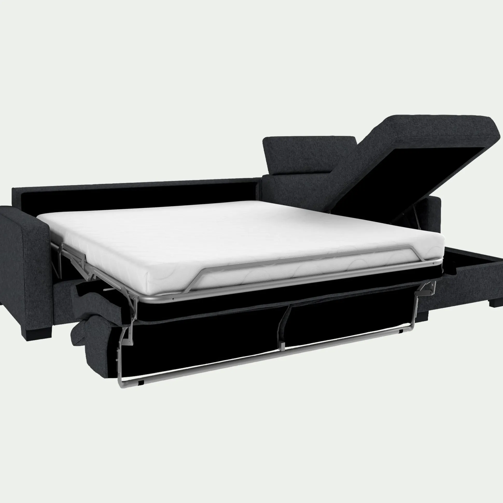 Canapé d'angle convertible en tissu pop avec accoudoirs 15cm - gris anthracite