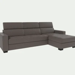 Canapé d'angle convertible en cuir avec accoudoirs 20cm - taupe