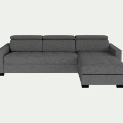 Canapé d'angle convertible en tissu pop avec accoudoirs 15cm - gris