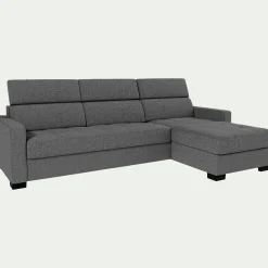 Canapé d'angle convertible en tissu pop avec accoudoirs 15cm - gris