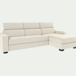 Canapé d'angle convertible en cuir avec accoudoirs 20cm - blanc