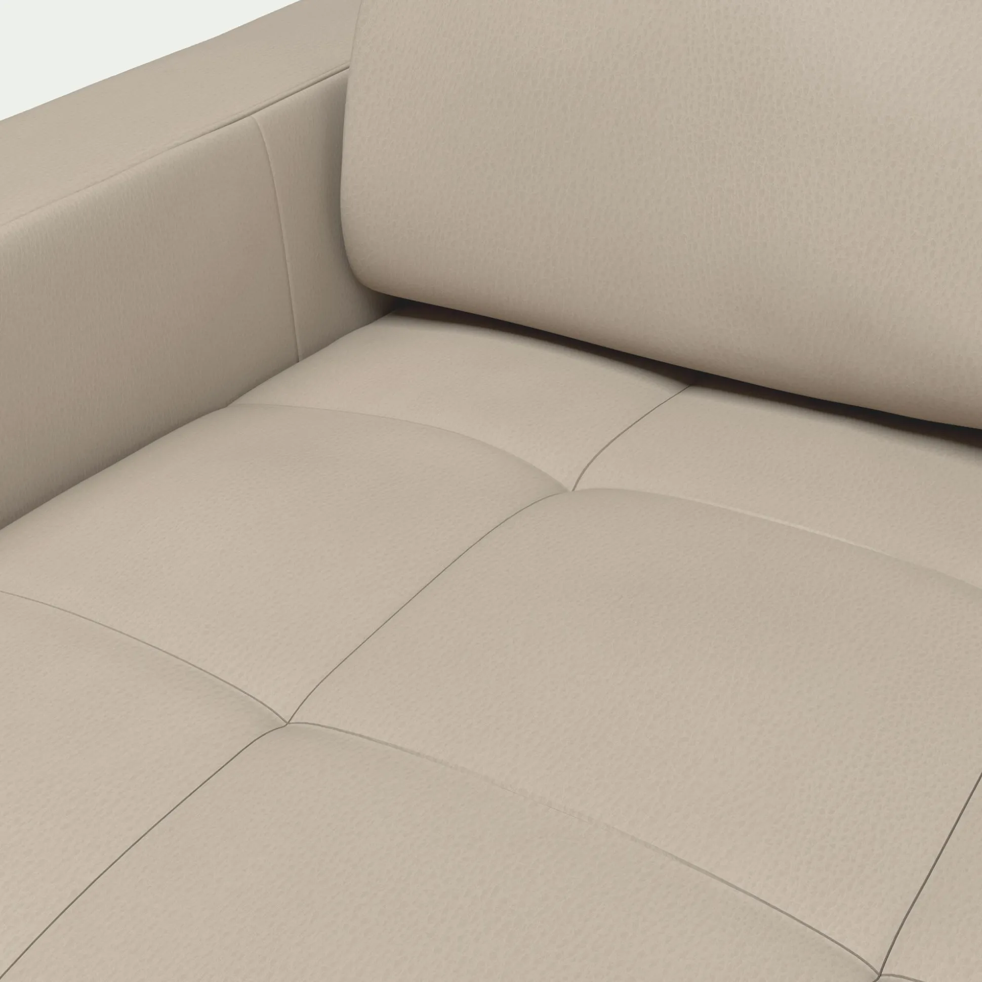 Canapé d'angle convertible en cuir avec accoudoirs 20cm - beige