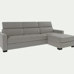 Canapé d'angle convertible en cuir avec accoudoirs 15cm - gris borie