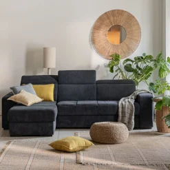 Canapé d'angle convertible en tissu - bleu calabrun