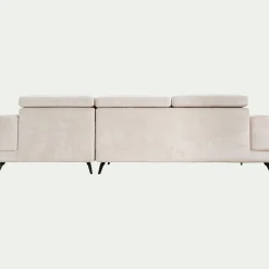 Canapé d'angle droit avance recule en tissu doux - beige