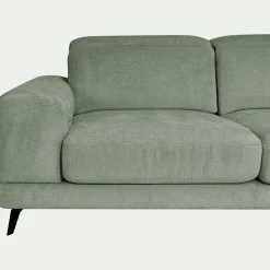 Canapé d'angle droit avance recule en tissu doux - vert cèdre