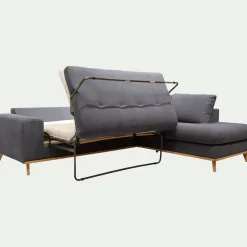 Canapé d'angle droit convertible en tissu Cosmo - gris anthracite