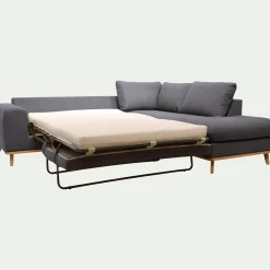 Canapé d'angle droit convertible en tissu Cosmo - gris anthracite