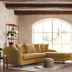 Canapé d'angle droit convertible en tissu tramé - bronze