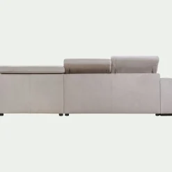 Canapé d'angle droit convertible avec coffre en tissu doux - beige
