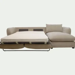 Canapé d'angle droit convertible en tissu Nature - beige