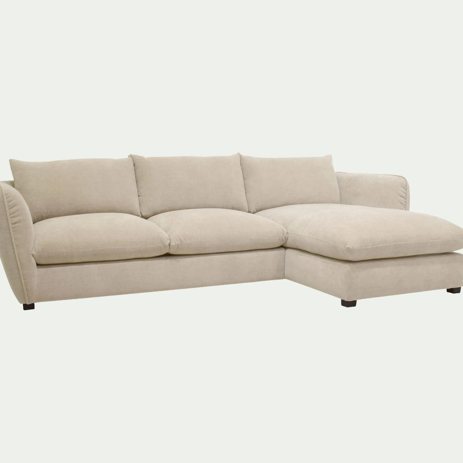 Canapé d'angle droit convertible en tissu Nature - blanc écru