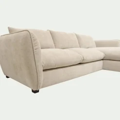 Canapé d'angle droit convertible en tissu Nature - blanc écru