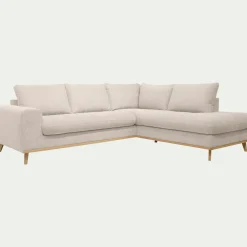 Canapé d'angle droit convertible en tissu Storm - beige roucas