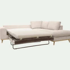 Canapé d'angle droit convertible en tissu Storm - beige roucas
