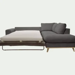 Canapé d'angle droit convertible en tissu Storm - gris moyen