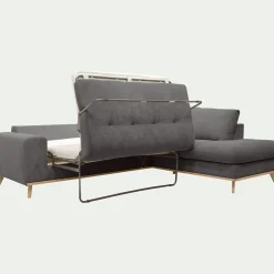 Canapé d'angle droit convertible en tissu Storm - gris moyen