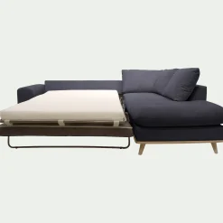 Canapé d'angle droit convertible en tissu Crown - bleu calabrun