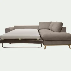 Canapé d'angle droit convertible en tissu Storm - taupe