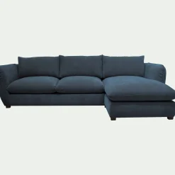 Canapé d'angle droit convertible en tissu Nature - bleu