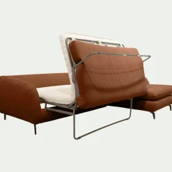 Canapé d'angle droit convertible en tissu doux tramé - bleu