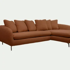 Canapé d'angle droit convertible en tissu doux tramé - bleu